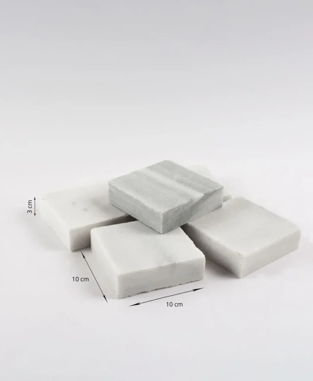 Kavala Sawn Cut Marble Cobblestone, 10 x 10 x 3 cm