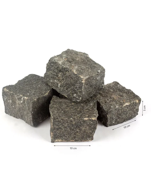 Anthracite Splitface Granite Cobblestone, 10 x 10 x 5 cm