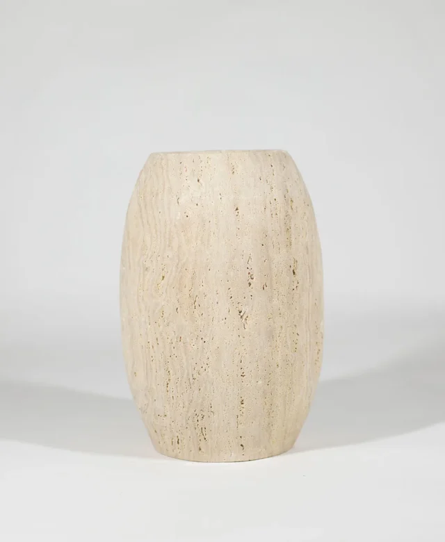 Pisa Classic Riven Travertine Vase, 30 x 20 x 20 cm