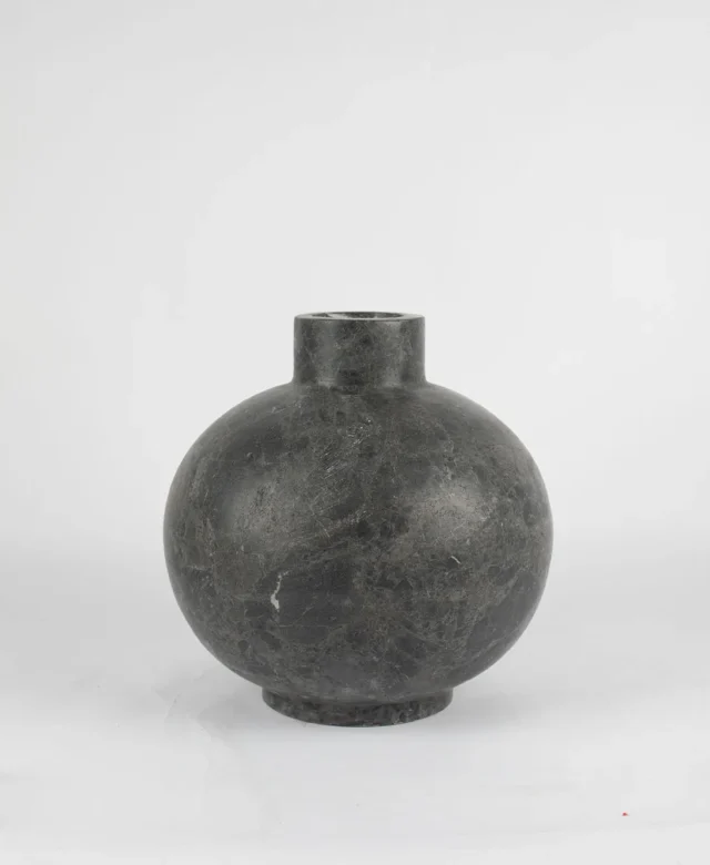 Autograph-Venetia Decorative Ceppo Grey Marble Vase, 30 x 30 x 30 cm