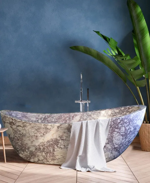 Autograph Bathtub Faro Arabescato Marble, 185 x 86 x 70 cm