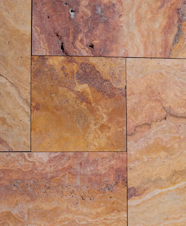 Peach Cross Cut Brushed Travertine French Pattern Set, 1.2 cm